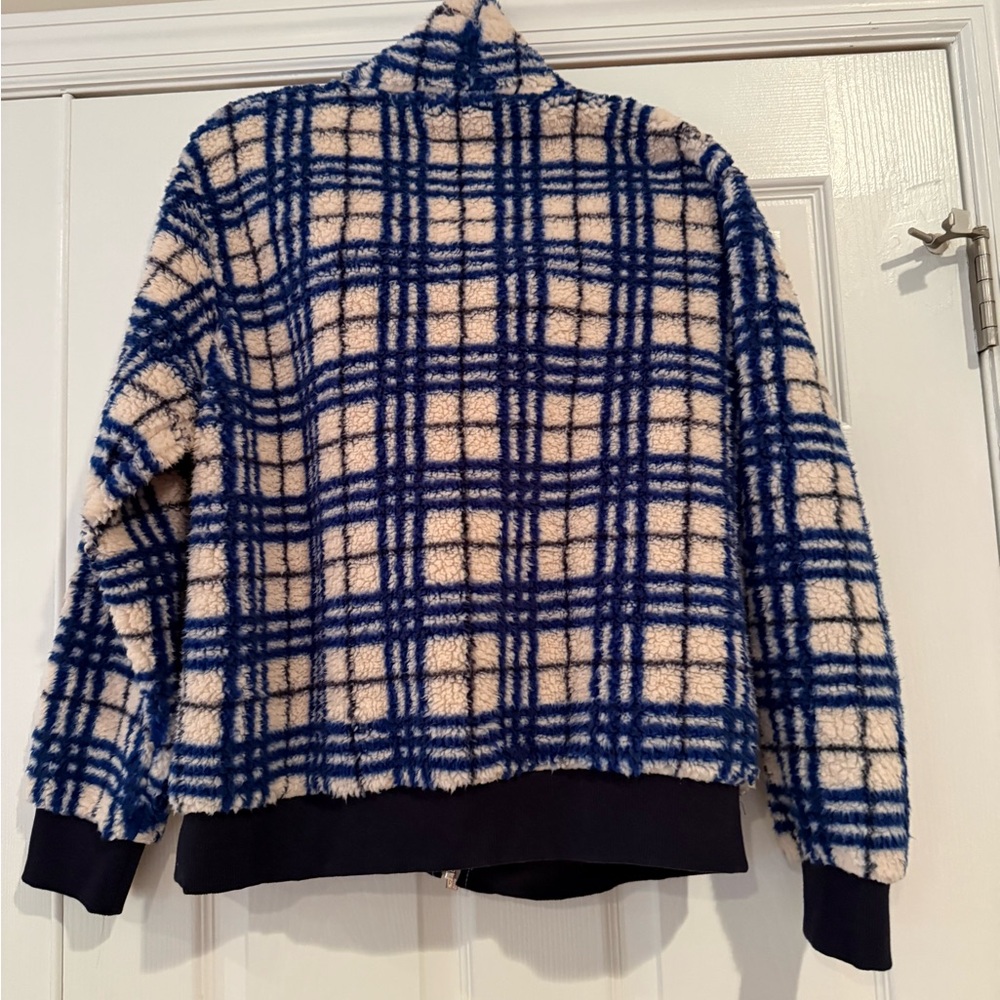 Tommy Hilfiger Navy and Cream Checkered Teddy Jacket - Picture 4 of 4